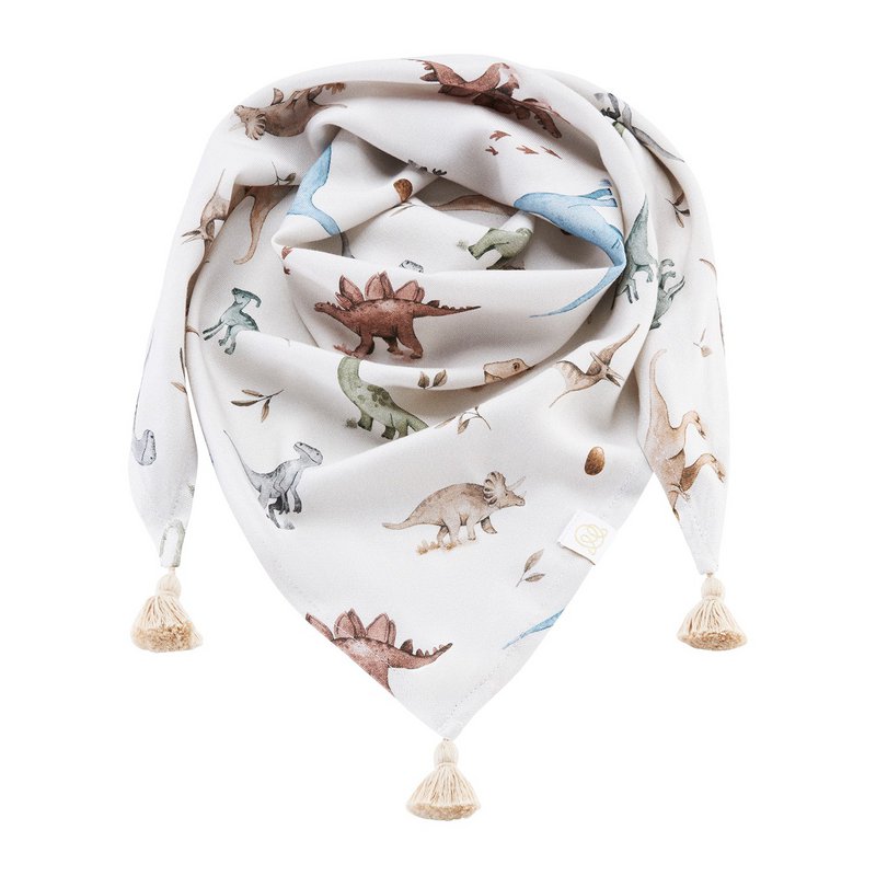 Bufanda de bambú con borlas - dino - beige