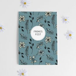 Postcard Christmas pattern in dark blue, Happy Holidays