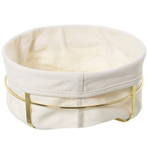 BREAD BASKET WITH GOLD METAL FABRIC, FABRIC: 95% COTTON + 5% POLYESTER °21.5X10.5CM CU82812