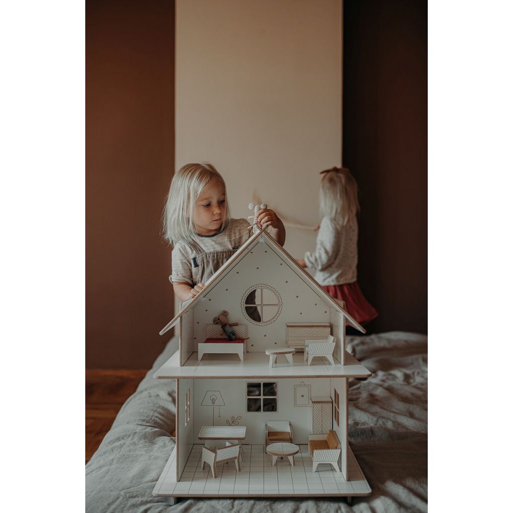 Wooden Dollhouse, modular construction, minimalist design
