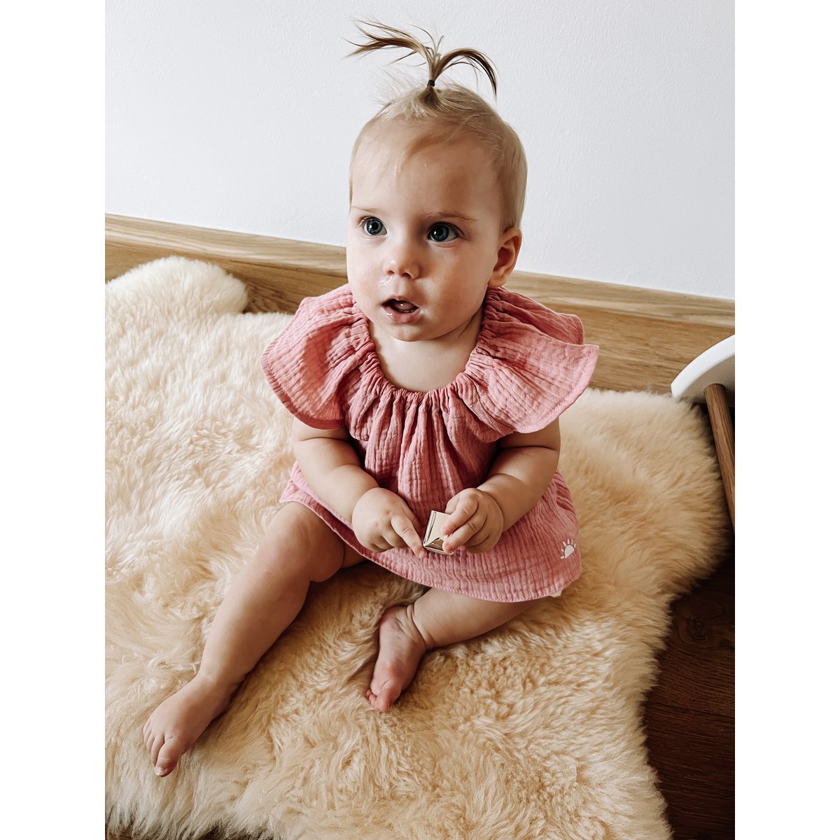 Roze engel mouw mousseline zomer top baby peuter