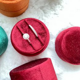 Round Velvet Wedding Ring Box & Proposal Ring Box