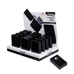Présentoir de 12 briquets à pierre  noir mat  windproof