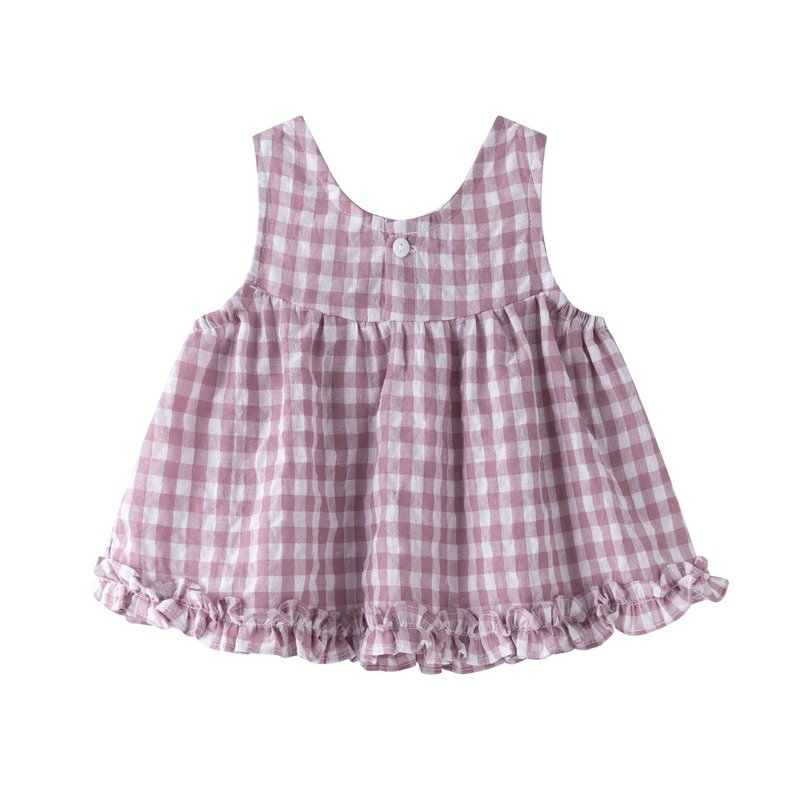 Babyblouse met mauve vichyprint en ruche BGV96544
