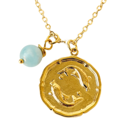 Zodiac Medallion Disc Necklace - Birthstone Pendant