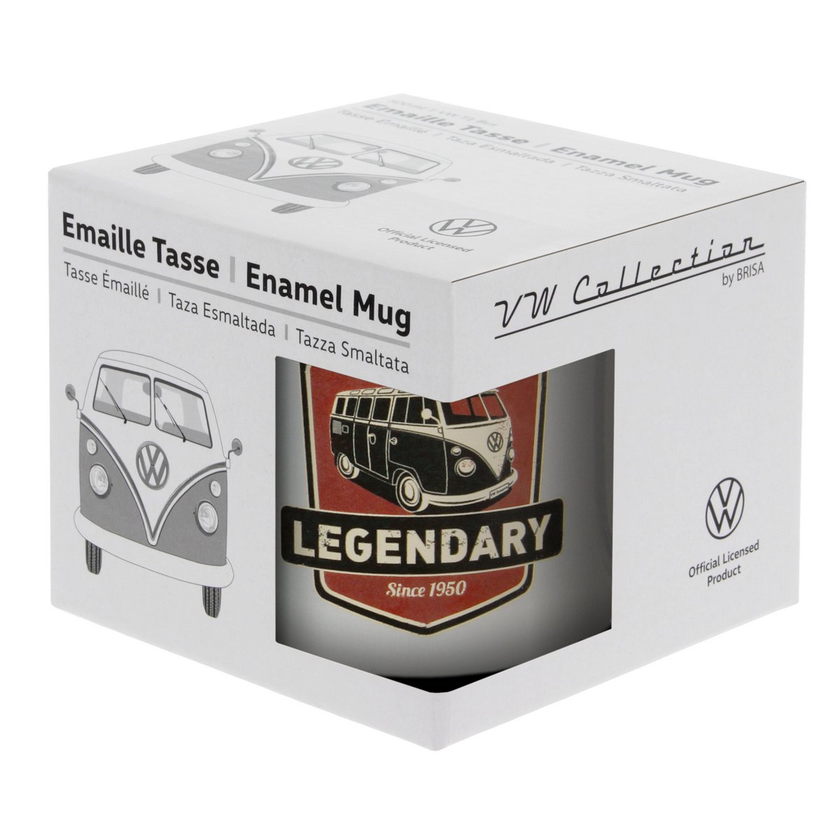 Volkswagen VW T1 Bus Enamel Mug 500ml in Gift Box - Legendary/Grey