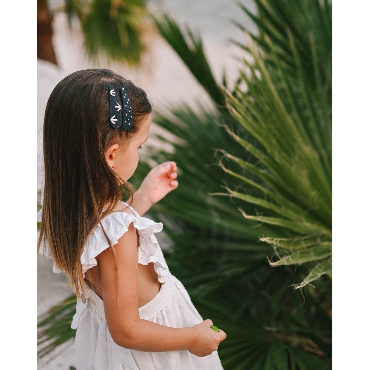 Barrettes bleu foncé bloom + pois