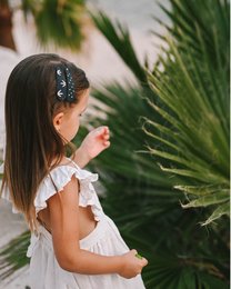 Barrettes bleu foncé bloom + pois