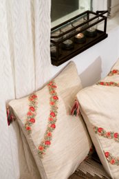 Cushion | Handwoven Dupion Silk Cover Embroidered | 41x41cm