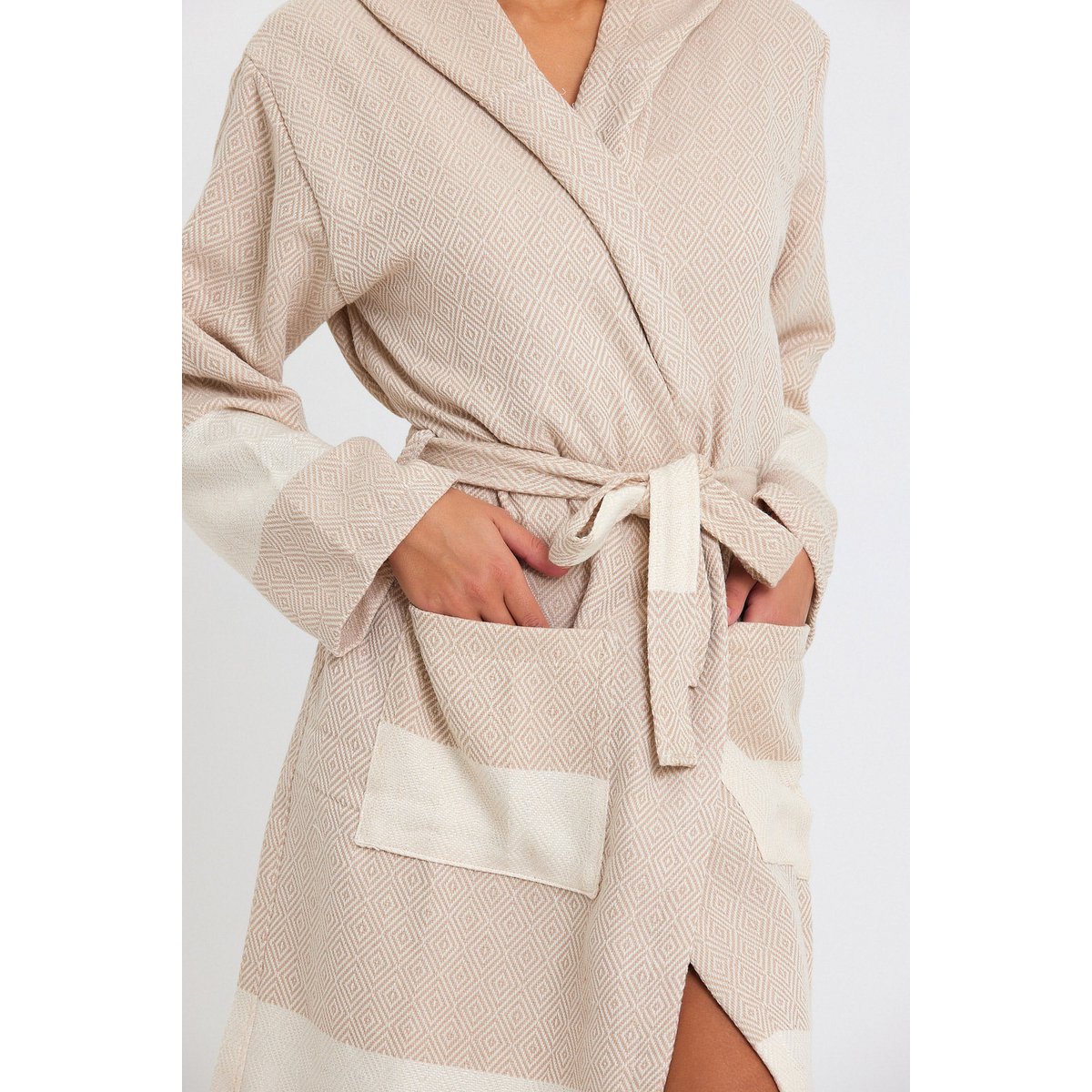 Diamant-Bademantel – Beige