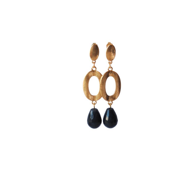 Ohrringe mit Spacer und Ohrstecker vintage vergoldet und achatblau