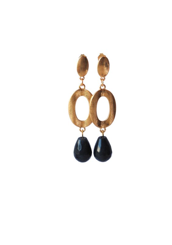 Ohrringe mit Spacer und Ohrstecker vintage vergoldet und achatblau