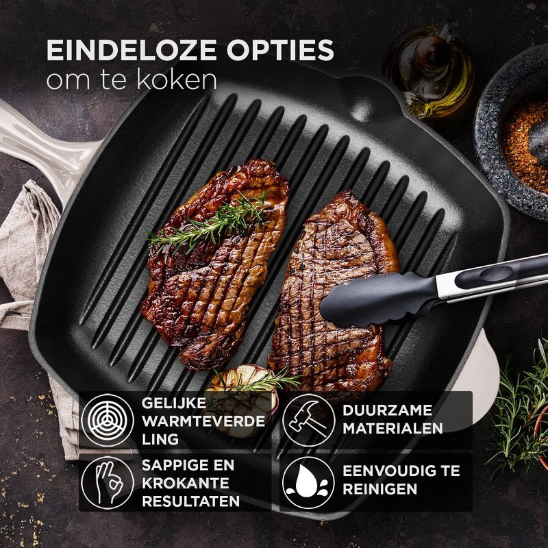 Cast Iron Grill Pan - Rose - 27cm