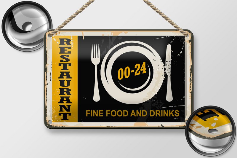 Tin Sign Retro 18x12cm Restaurant Food Fine Food Drinks Decoration