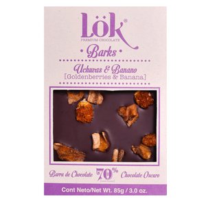 Dunkle Schokoladenbar mit Banane und Physalis | 70% Kakao | 85G