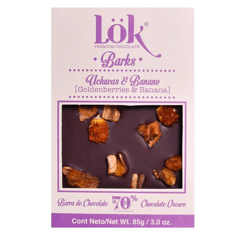Dunkle Schokoladenbar mit Banane und Physalis | 70% Kakao | 85G