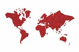 Wereldkaart - Rood