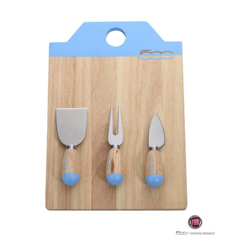 FIAT, Set of 3, Cheese Knives, Cheese Board, Cutting Board, Rubber Wood Handle, Stainless Steel Blade, Blade