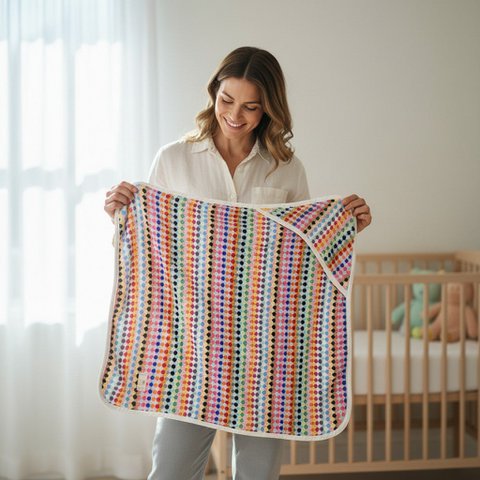 Baby changing towel | France | Colorful dots | 78*78cm