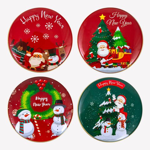 Fragrance candle in a metal can - 4er set - Santa Claus and snowman