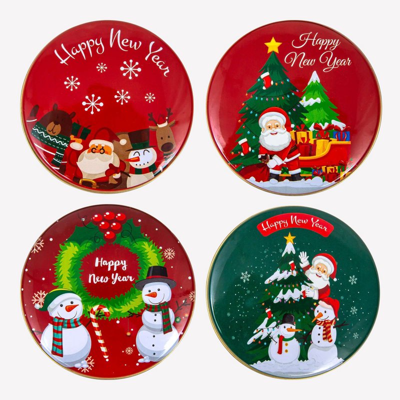 Fragrance candle in a metal can - 4er set - Santa Claus and snowman