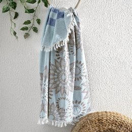 Sonnenblumen-Türkisches Handtuch – Königsblau und Kaffee