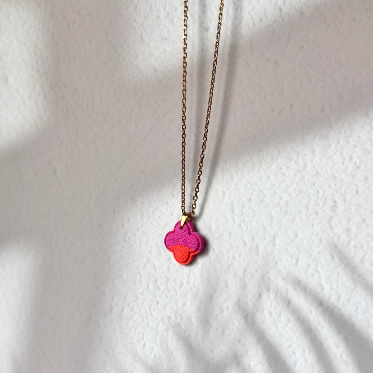 Amalfi - Artisan Orange and Fuchsia Four-leaf Clover Necklace