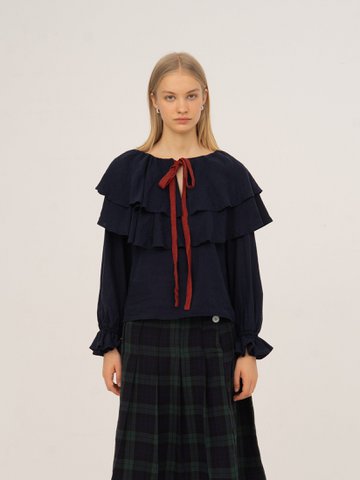 Evermore blauwe en rode blouse