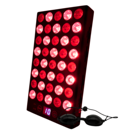 Red light therapy lamp with 40 LED lights, 200W power, for skin care and treatment of acne, improved sleep, and better circulation.