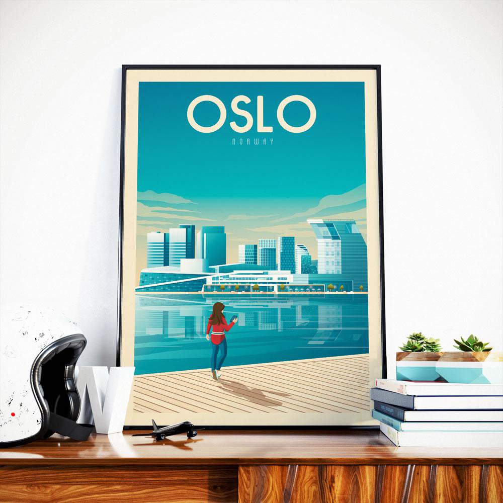 Manifesto di Oslo d'epoca | Poster Città Oslo Norvegia