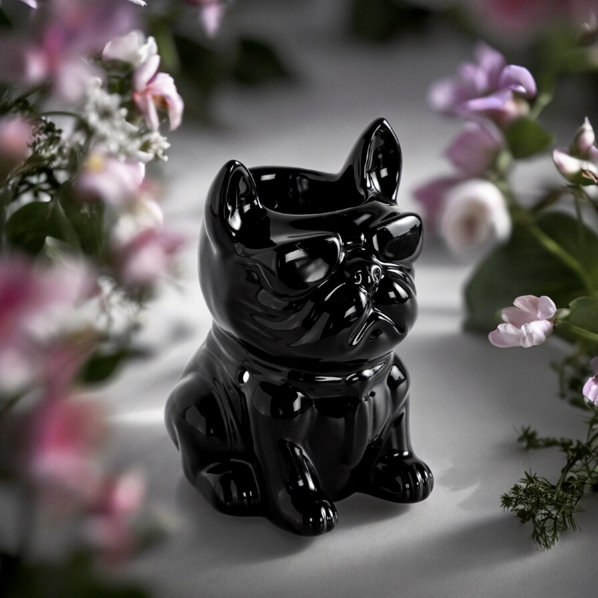 Brûle Parfum Céramy Boubou Noir – Bougeoir Animaux en Céramique Laquée – Diffuseur Fondants Cires Parfumées, Huiles Essentielles, Senteurs – Idée Cadeau Déco