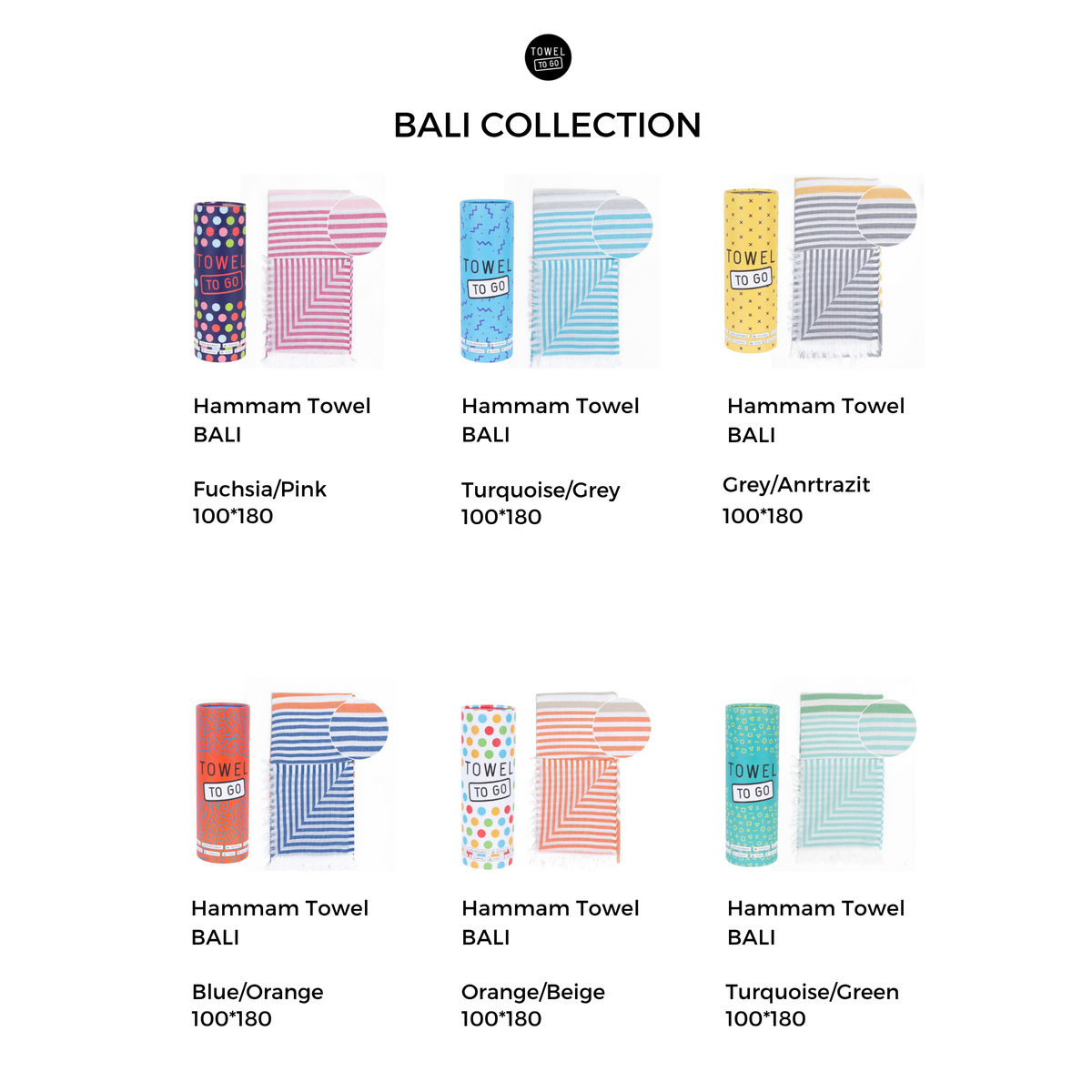 TOWEL TO GO BALI Cotton Beach Towel 180x100 cm | Lightweight | Turquoise / Green | with Gift Box