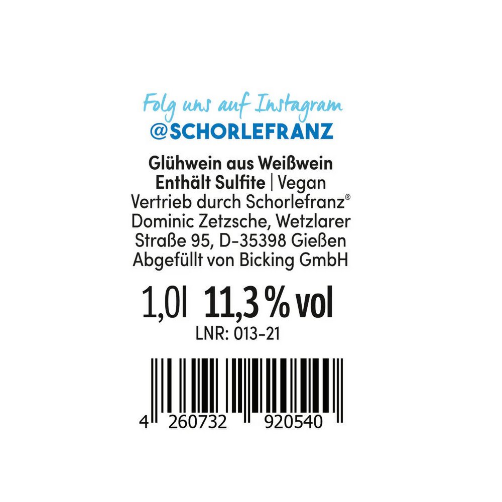 Glühfranz witte glühwein 1,0 l
