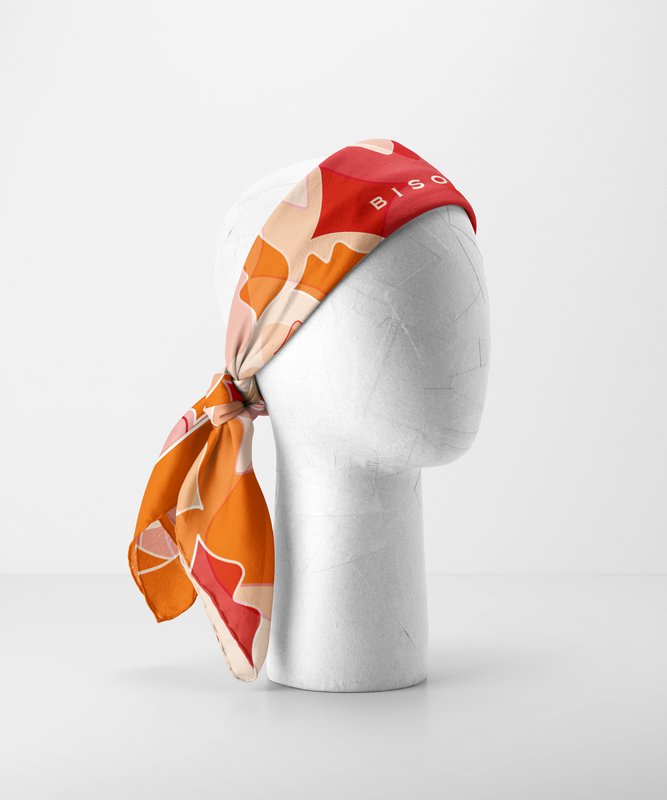 Quadratischer Seidenschal - CAMOUFLAGE BOUCHES 67*67 cm - Orange