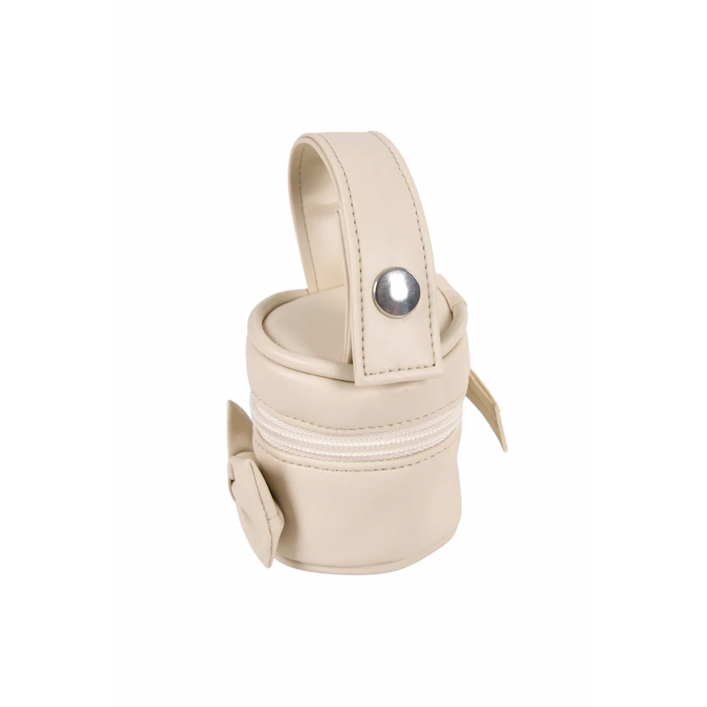 Porte-tétine rond en simili cuir avec nœud