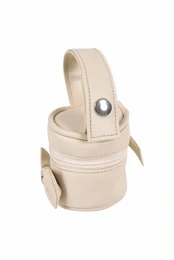 Porte-tétine rond en simili cuir avec nœud