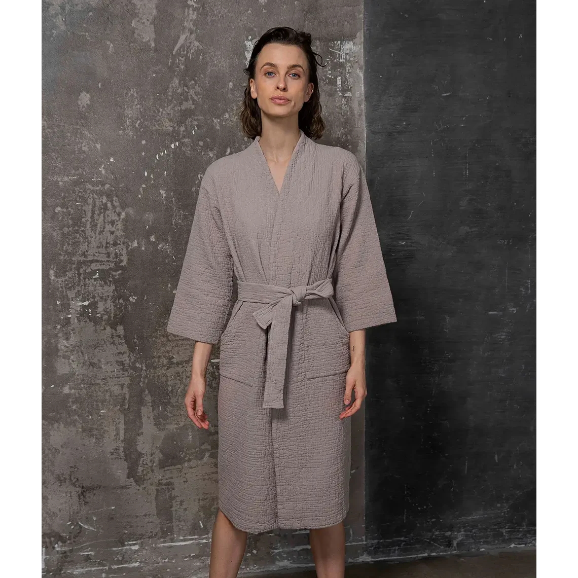 Cotton bathrobe Orion Solid Latte