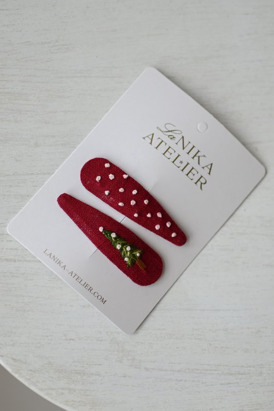 Pinzas para el pelo árbol de navidad + lunares