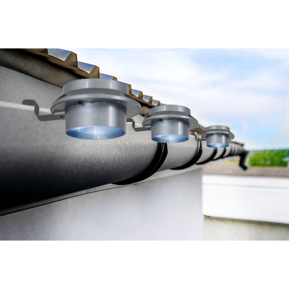 3 -Set LED roof thigh lamp "Mistra" with solar, for outside, purpose - plastic - gray - with integrated LED