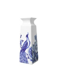 Vase square flower and peacock large