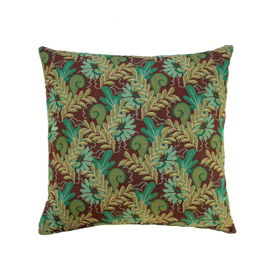 NIN-NIT Nature Classique cushion | 100% woven cotton | decorative cushion with flowers and leaves nature print | green | purple | brown | beige | ocher | blue | turquoise | multicolor | 50x50 cm