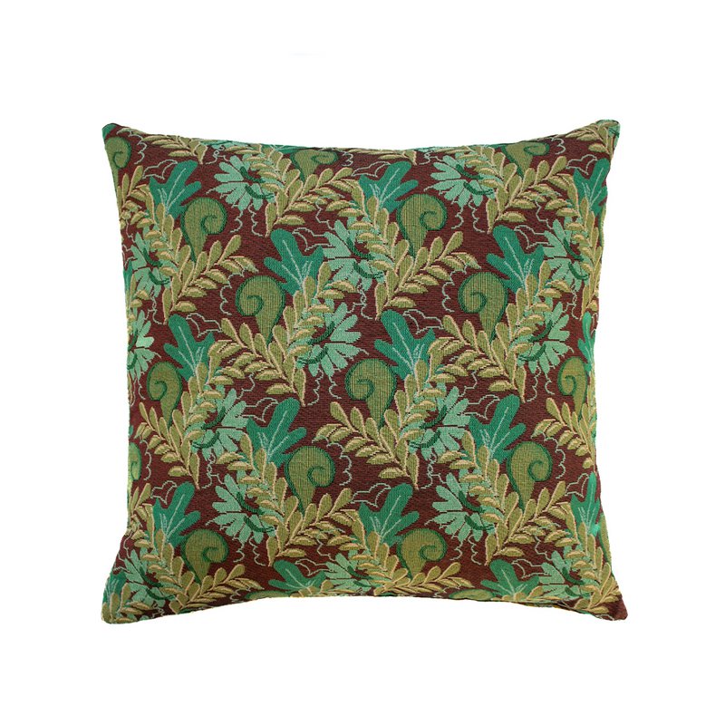 NIN-NIT Cojín Nature Classique | 100% algodón tejido | decorativo con estampado de flores y hojas de la naturaleza | verde | morado | marrón | beige | ocre | azul | turquesa | multicolores | 50x50cm