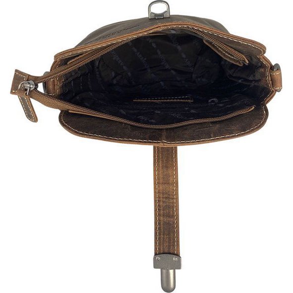 Cognac Buffalo Leder Crossbody -Tasche für Frauen - Umhängetasche mit Büchertaschenverschluss und Vintage -Look, perfekt für einen stilvollen und zeitlosen Look.