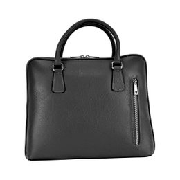 RB1019A | Unisex Business Briefcase i ægte læder Fremstillet i Italien med aftagelig skulderrem. Tilbehør med skinnende nikkelmetal karabinhager - Sort farve - Mål: 37 x 29 x 6,5 cm