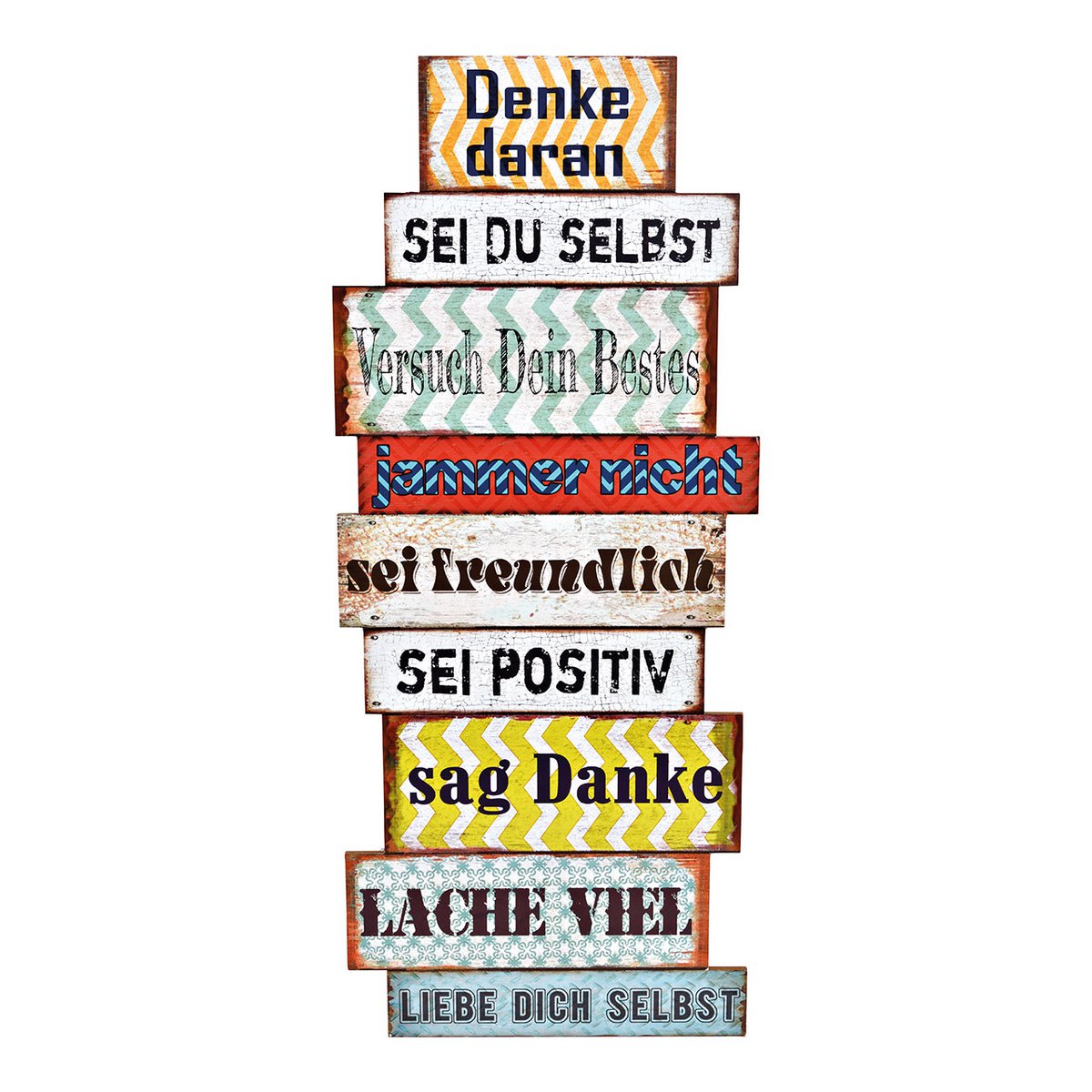 Wall picture saying made of wood, colorful (W/H/D) 40x95x2.5cm