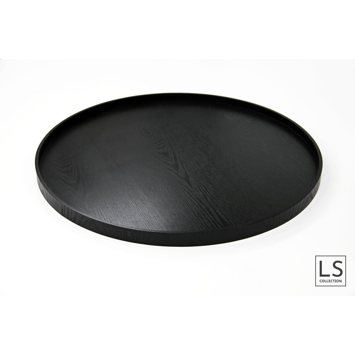 LS Collection® - Okrągły 60 cm - Taca - Taca na świece - Deska do serwowania - Taca drewniana - Taca drewniana - Taca - Dekoracja - Akcesoria domowe - Czarny