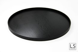 LS Collection® - Rund 60cm - Bakke - Lysbakke - Serveringsbræt - Træbakke - Træbakke - Plateau - Dekoration - Boligtilbehør - Sort