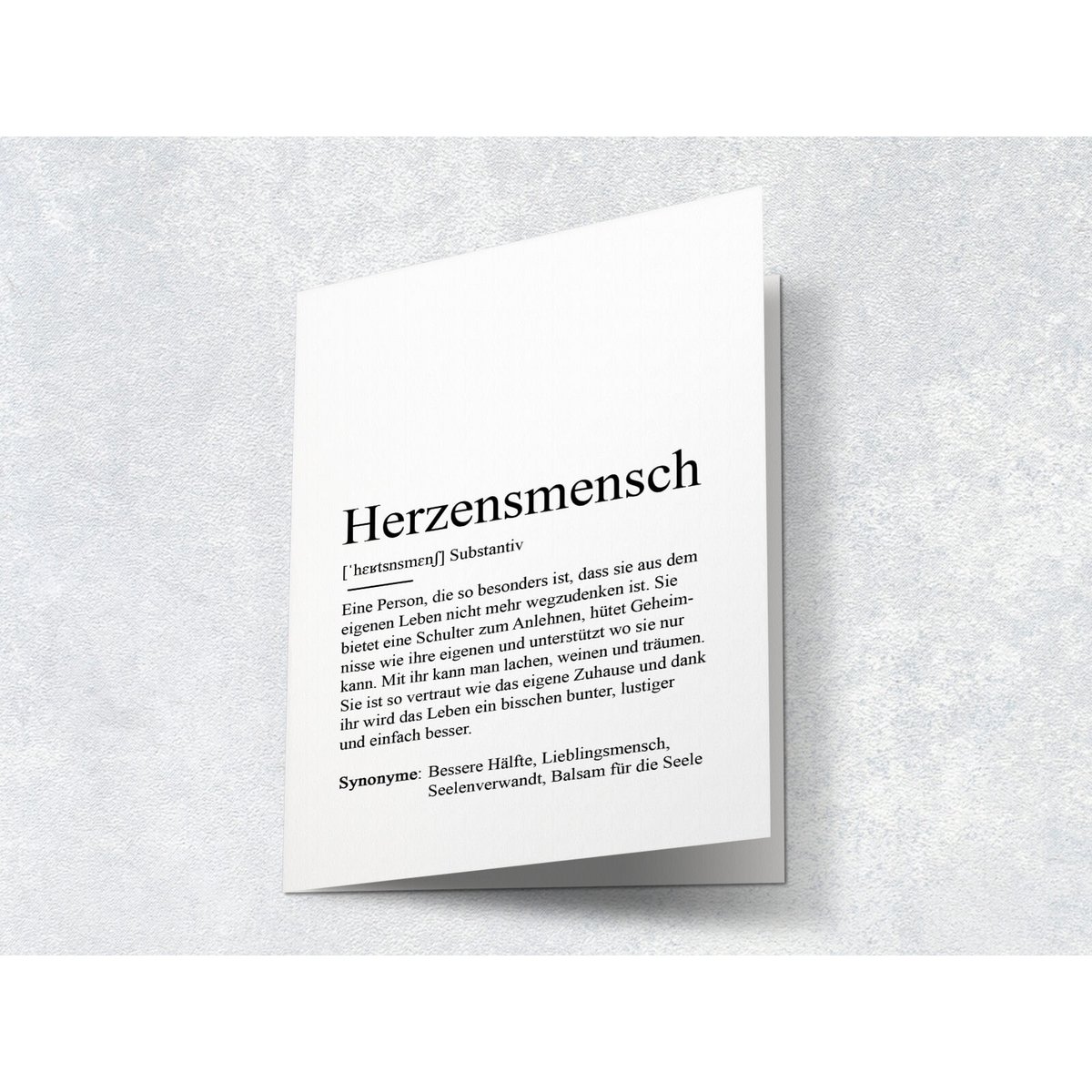 Definition "heart person" greeting card