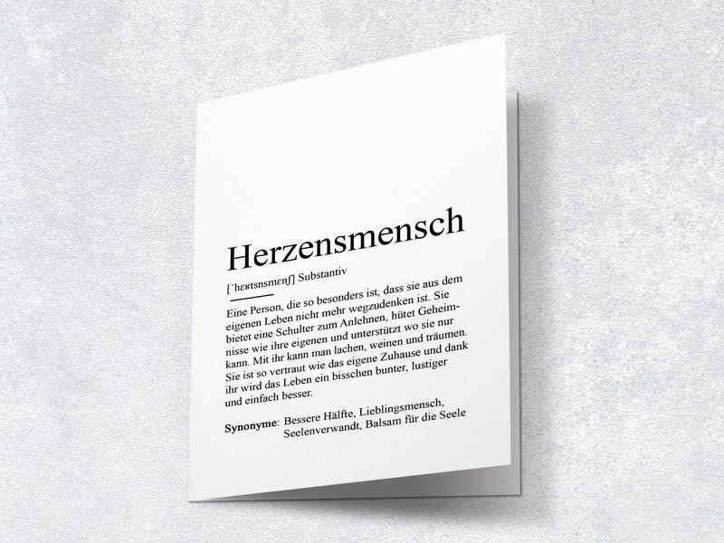 Definition "heart person" greeting card