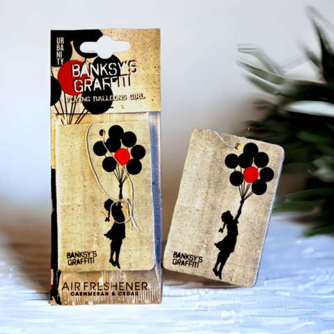 Banksy Car Air Freshener - "Flying Balloons Girl"